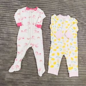 Baby Girls Pajamas Two Pair 3-6 months Gerber Cloud Island Sleepers Outfits